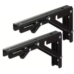 Equerres pliantes noires rabattables acier (par 2) - 175 x 350 mm